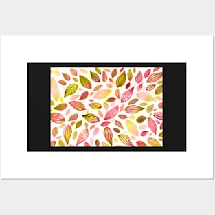 Pink and beige colored leaves background Posters and Art